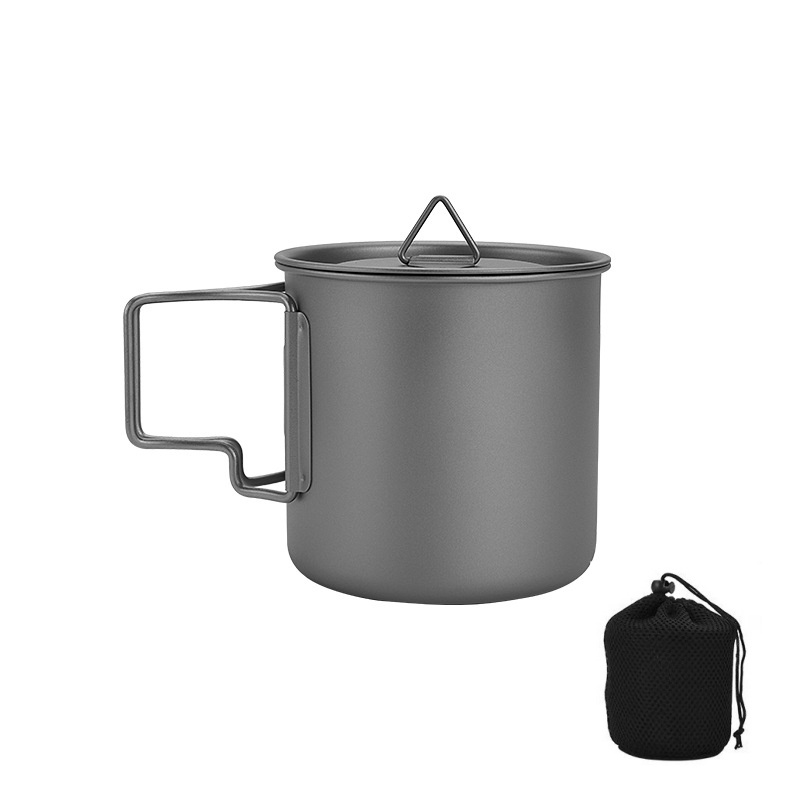 Camping Cooking Books - Titanium Camping Mug with Folding Handle