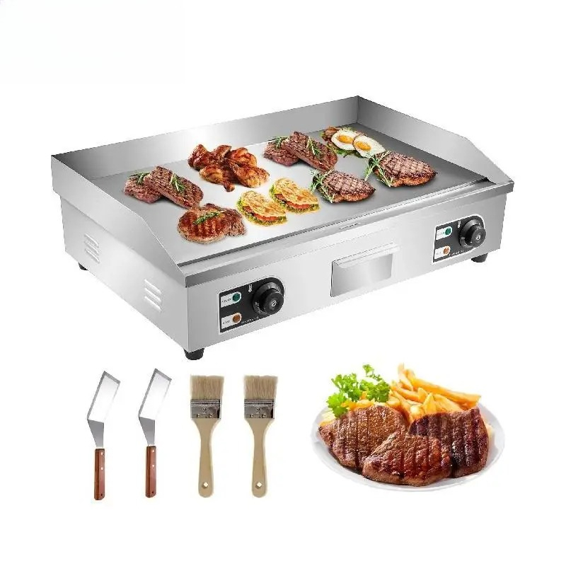 Camping Cooking Flat Top - Electric Countertop Griddle with Drawer Stainless