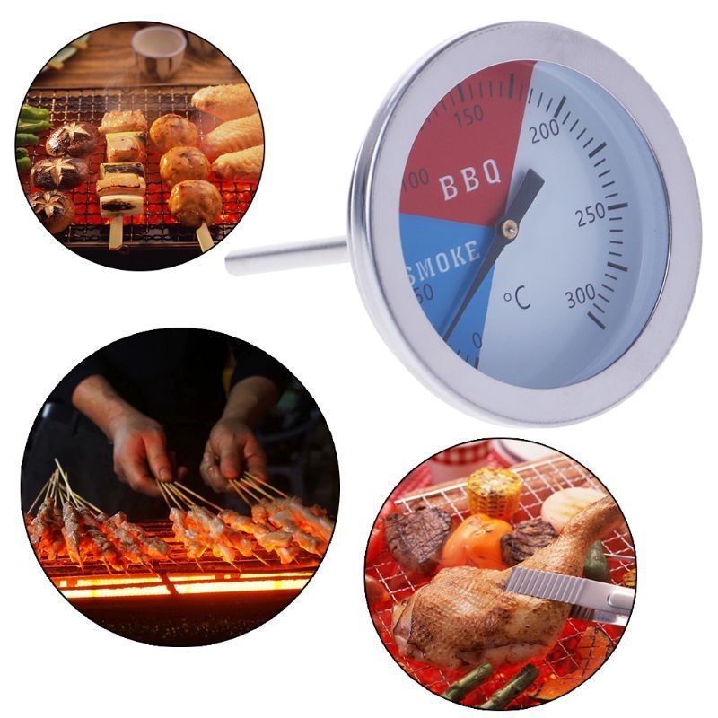 Meat Thermometer Camp - Stainless Steel BBQ Grill Thermometer Gauge