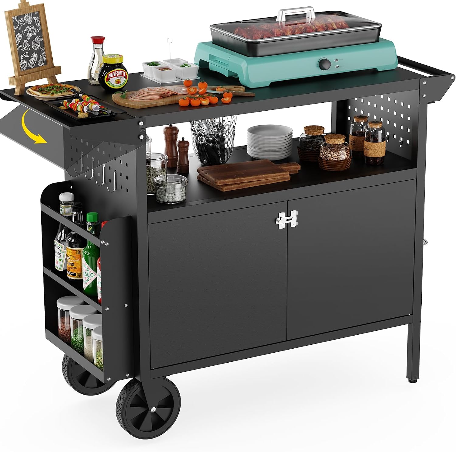 Outdoor Grill Cart Table With  - Camping Cooking Meat ulasan dan harga
