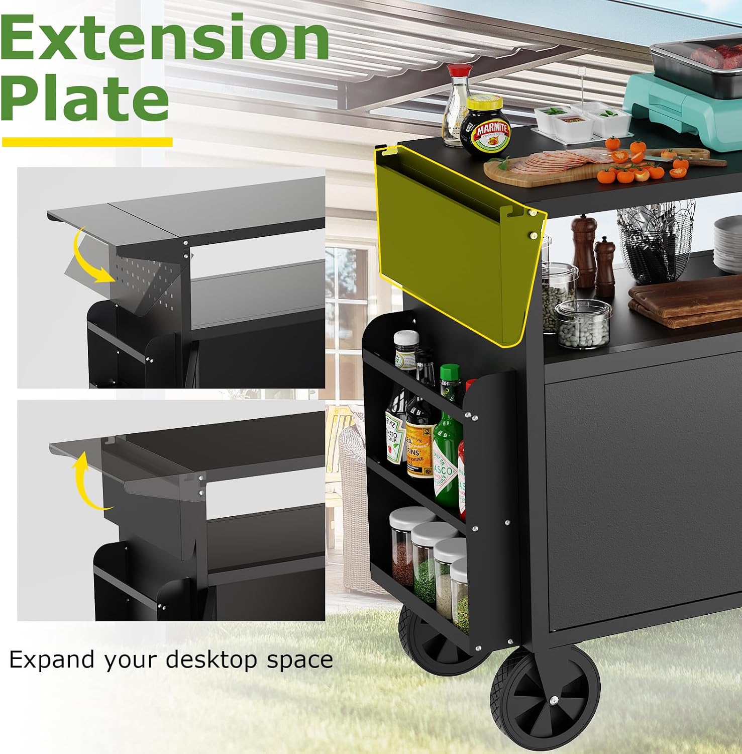Outdoor Grill Cart Table With  - Camping Cooking Meat ulasan dan harga