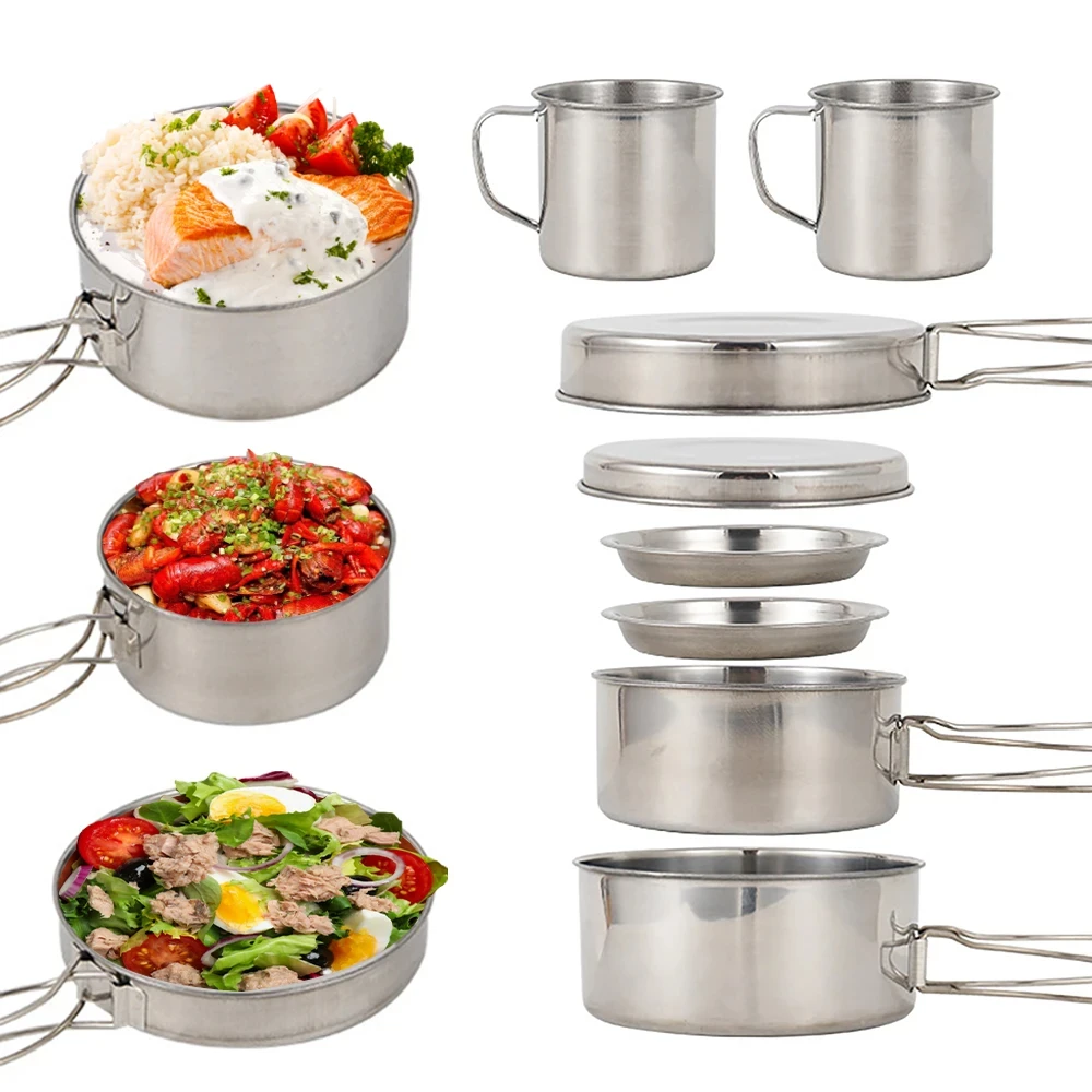 8pcs/Set Camping Cookware Mess - Camping Cooking Kits ulasan dan harga