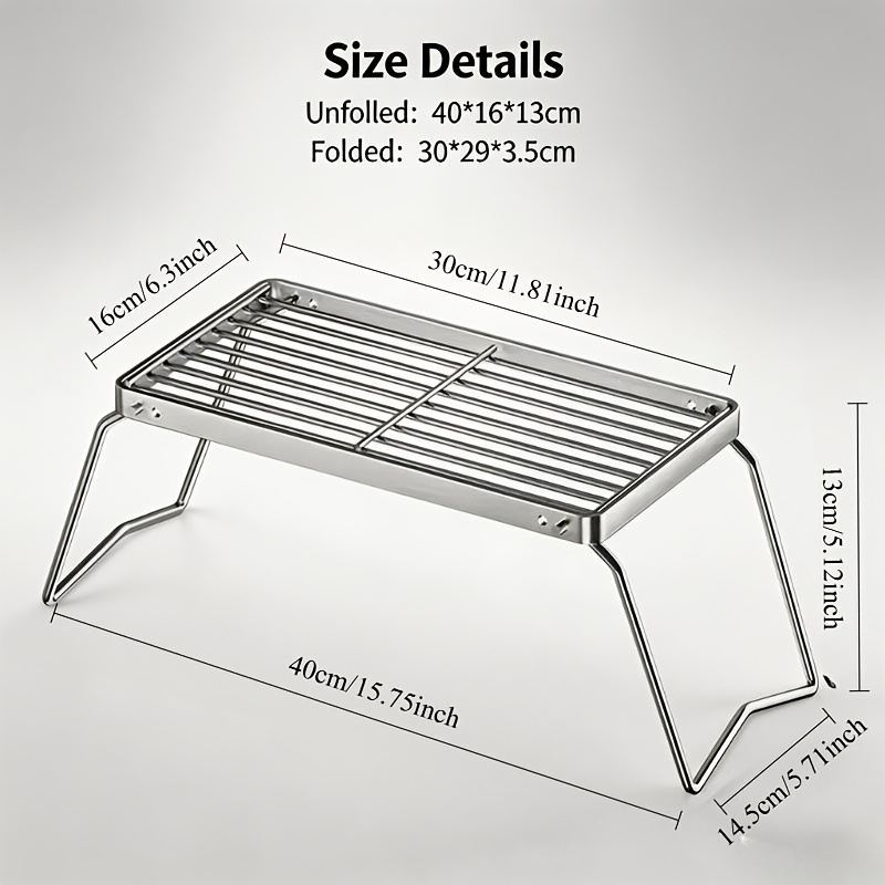 Portable Foldable Stainless Ca - Camping Cooking Meat ulasan dan harga