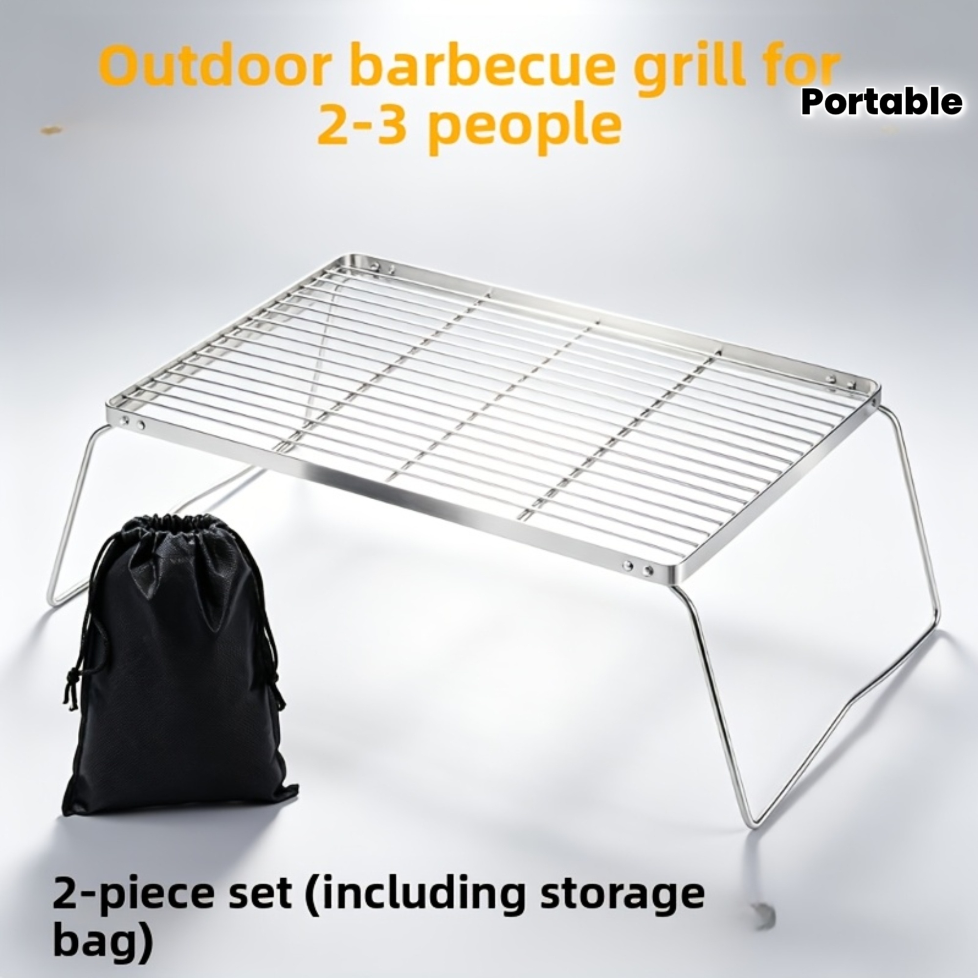 Portable Foldable Stainless Ca - Camping Cooking Meat ulasan dan harga