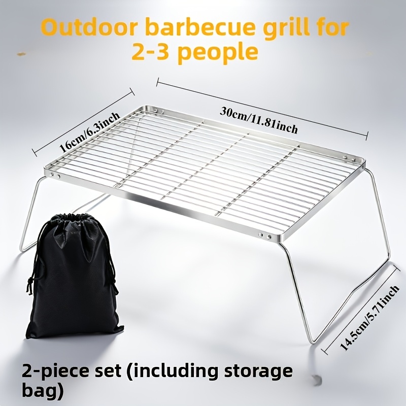 Portable Foldable Stainless Ca - Camping Cooking Meat ulasan dan harga