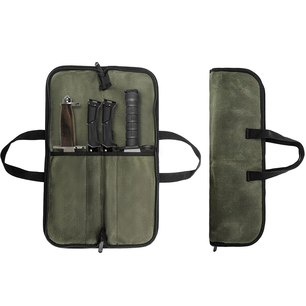 Waxed Canvas Knife Roll Bag Mu - Camping Cooking Roll ulasan dan harga