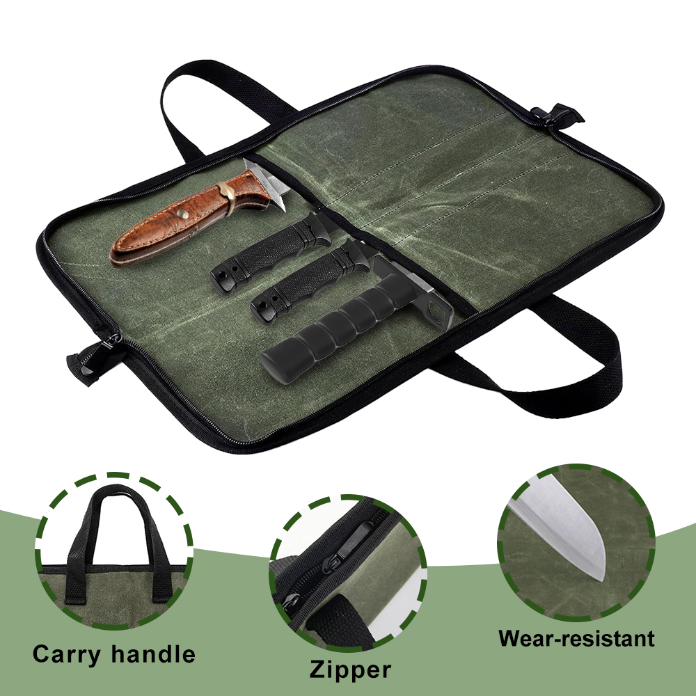Waxed Canvas Knife Roll Bag Mu - Camping Cooking Roll ulasan dan harga