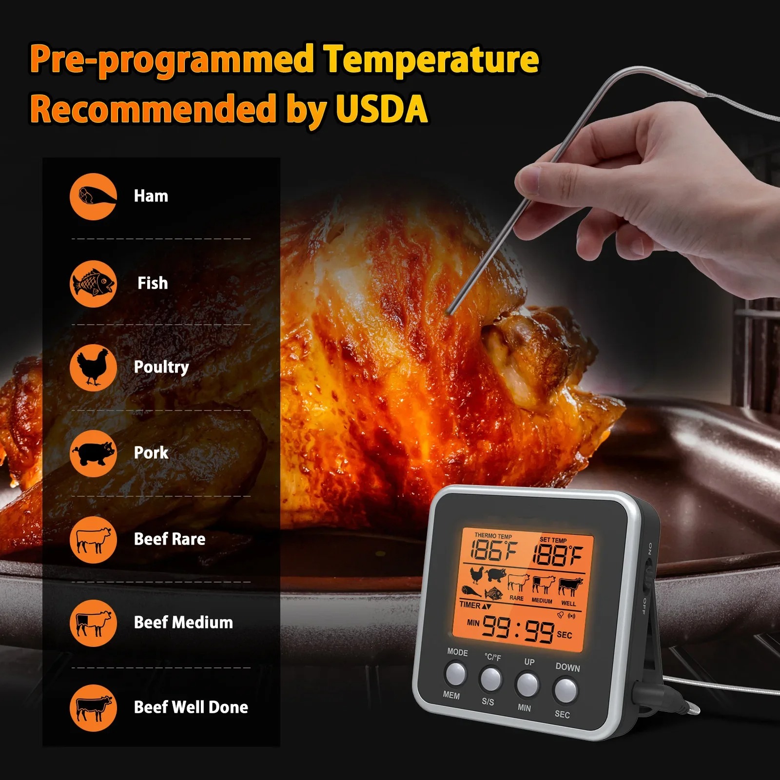 LCD Digital Meat Thermometer M - Meat Thermometer Camp ulasan dan harga