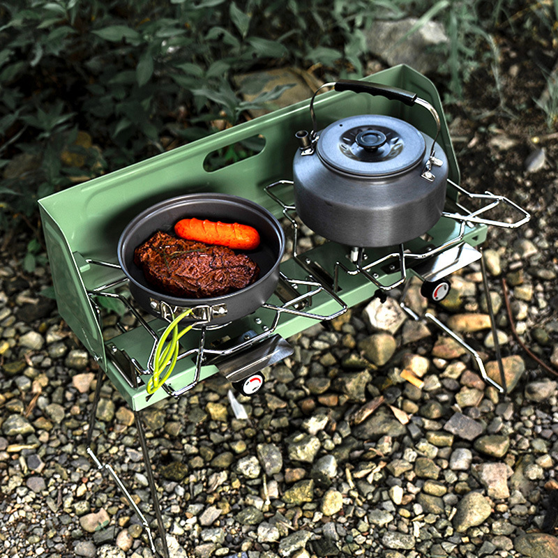 Portable Gas Stove Outdoor Por - Camping Double Cooking Stove ulasan dan harga