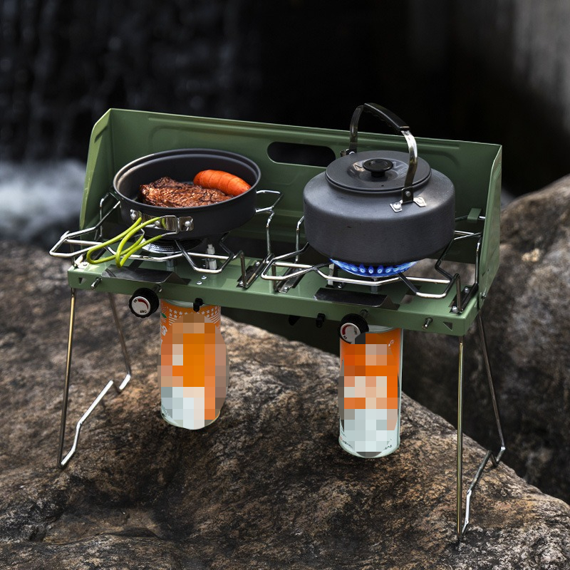 Portable Gas Stove Outdoor Por - Camping Double Cooking Stove ulasan dan harga
