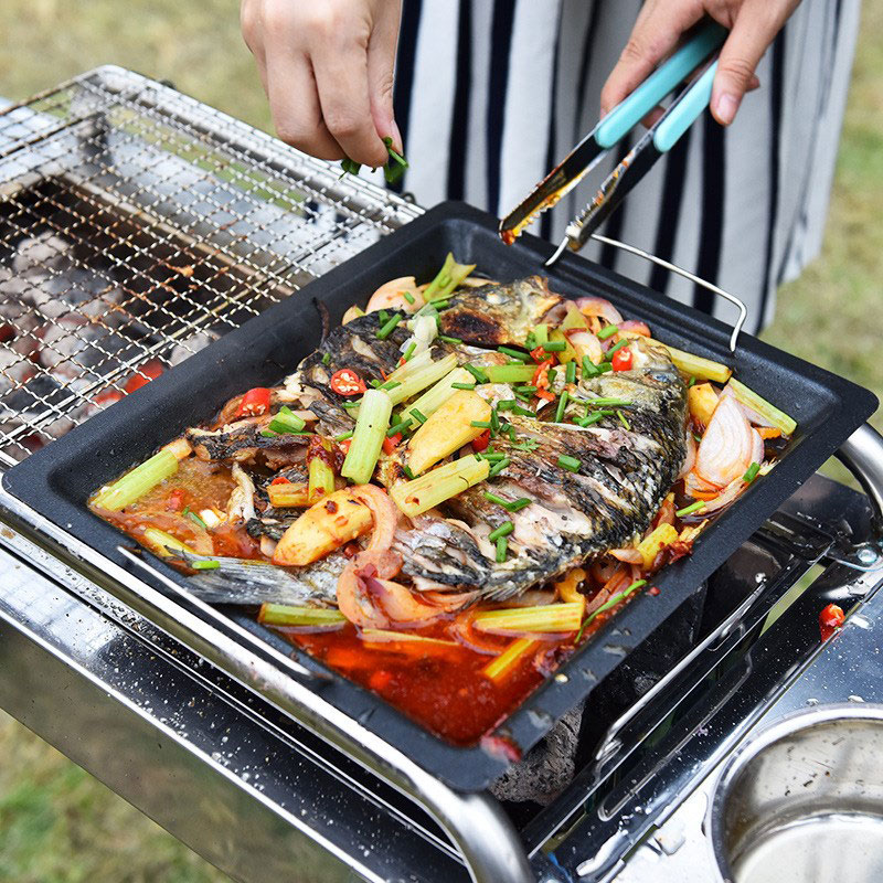 Outdoors Thick Square Grill Pa - Camping Cooking Meat ulasan dan harga