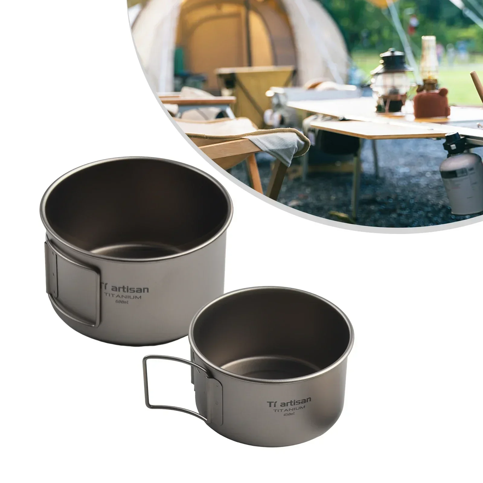 Titanium Bowl With Folding Han - Camping Cooking Container ulasan dan harga