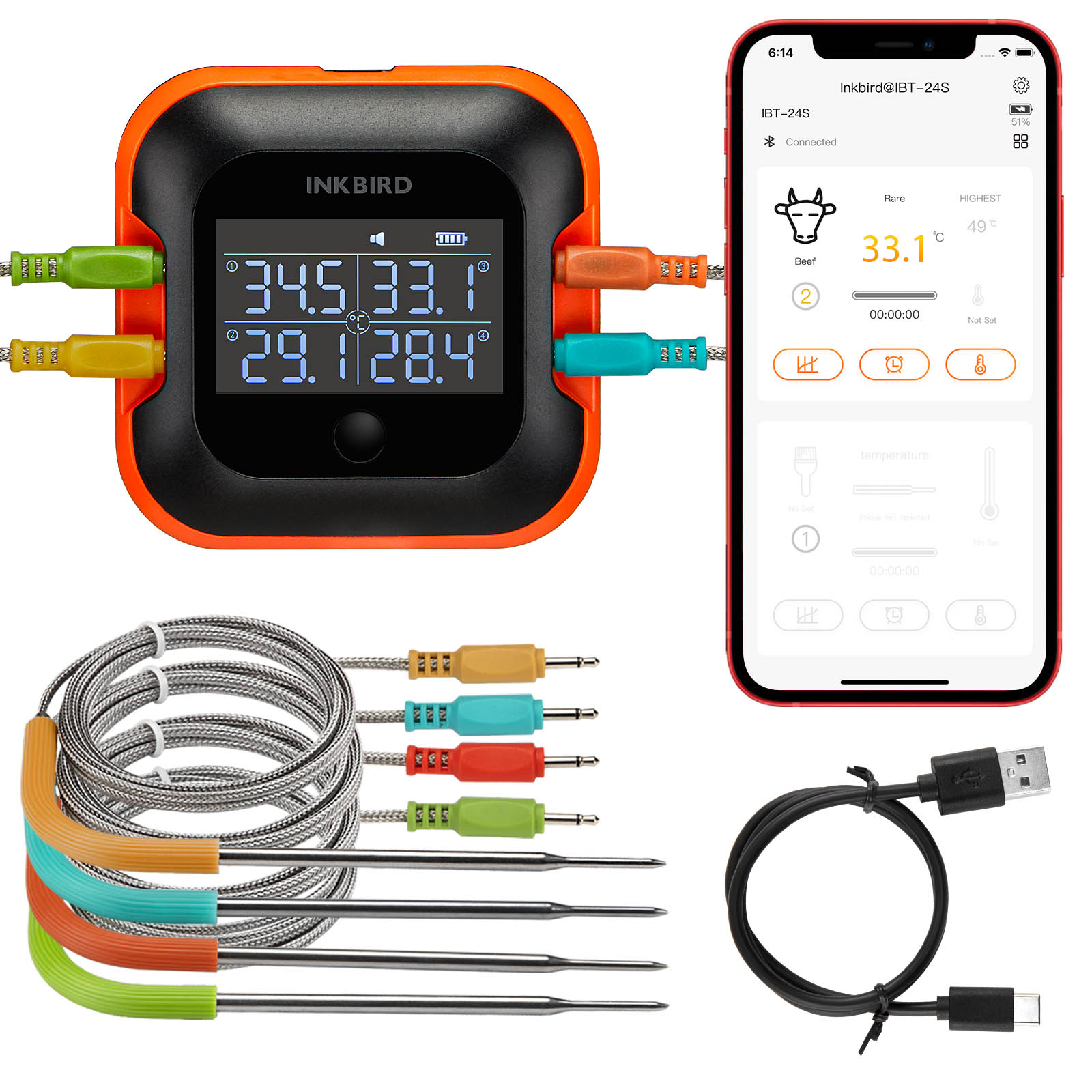 INKBIRD Bluetooth Meat Thermom - Meat Thermometer Camp ulasan dan harga