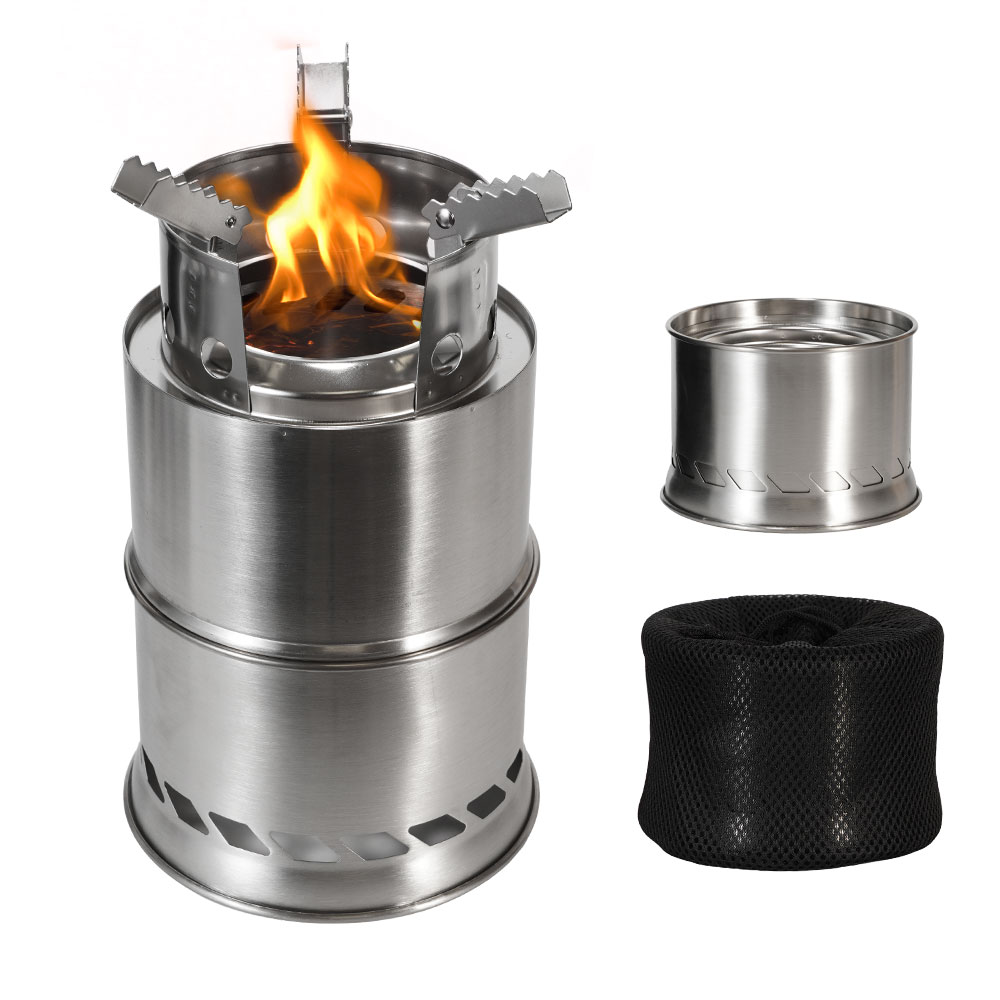 Outdoor Camping Portable Wood  - Camping Double Cooking Stove ulasan dan harga