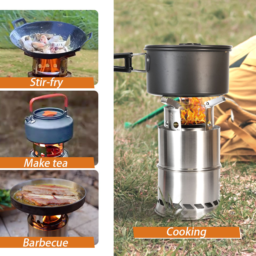 Outdoor Camping Portable Wood  - Camping Double Cooking Stove ulasan dan harga