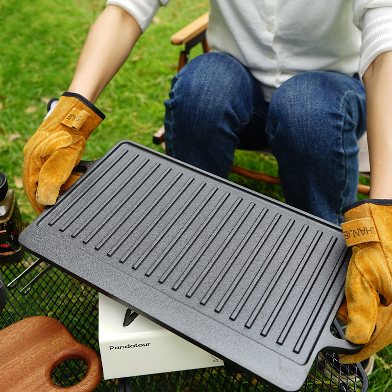 Double Sided Cast Iron Grill P - Camping Cooking Flat Top ulasan dan harga