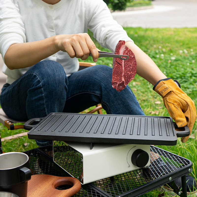Double Sided Cast Iron Grill P - Camping Cooking Flat Top ulasan dan harga