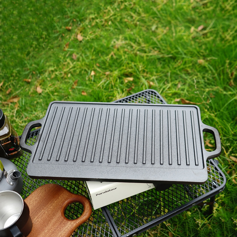Double Sided Cast Iron Grill P - Camping Cooking Flat Top ulasan dan harga